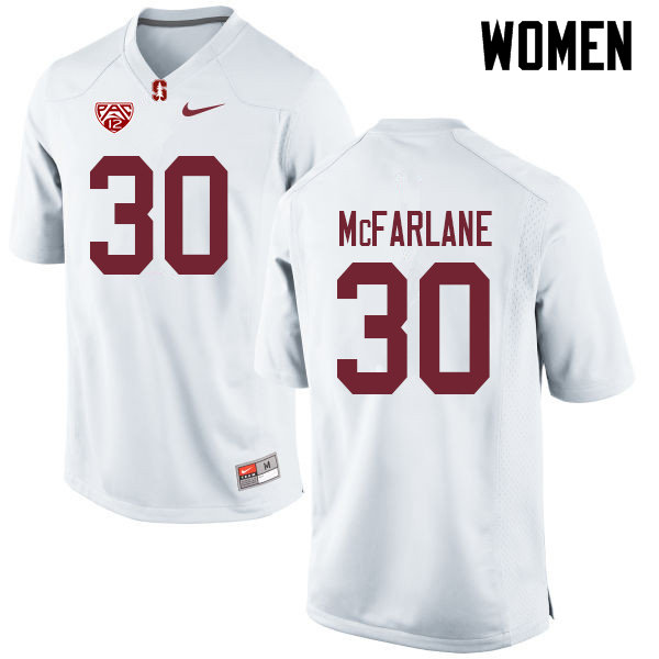 Women #30 Cameron McFarlane Stanford Cardinal College Football Jerseys Sale-White - Click Image to Close